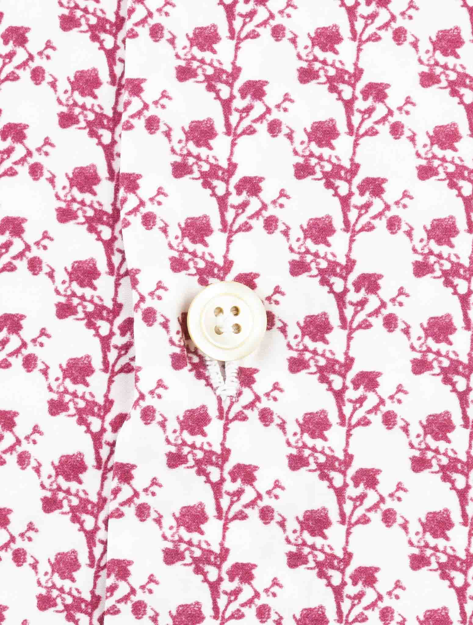 Kiton Red White Cotton Shirt