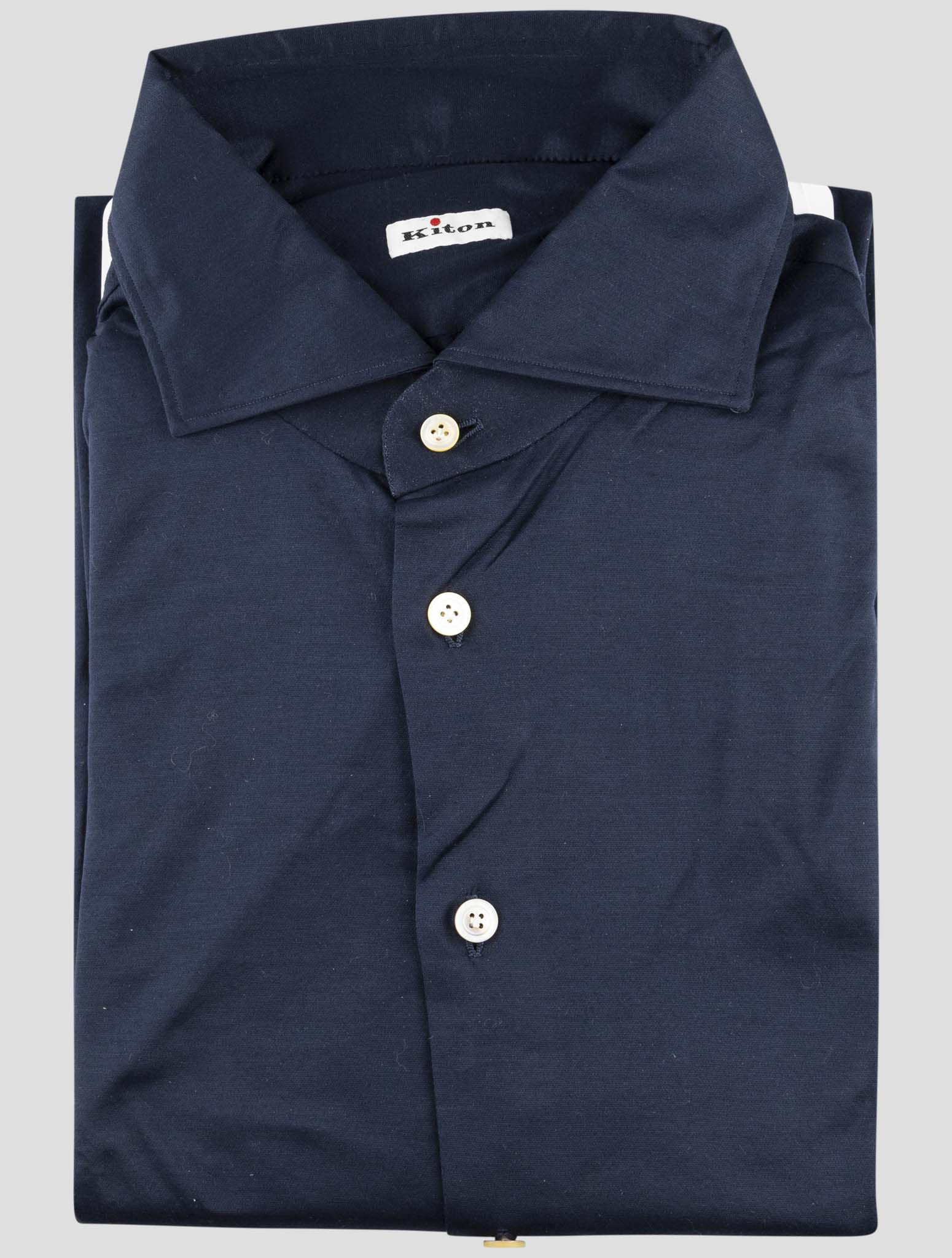 Kiton Blue Cotton Shirt