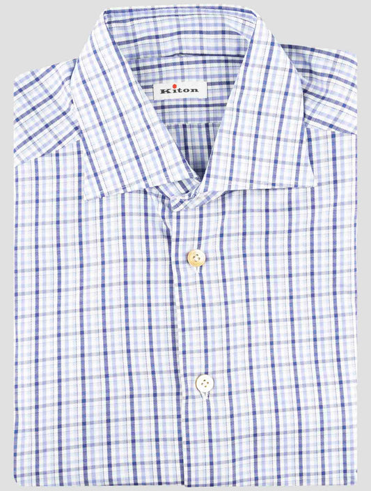 Kiton Blue Cotton Shirt