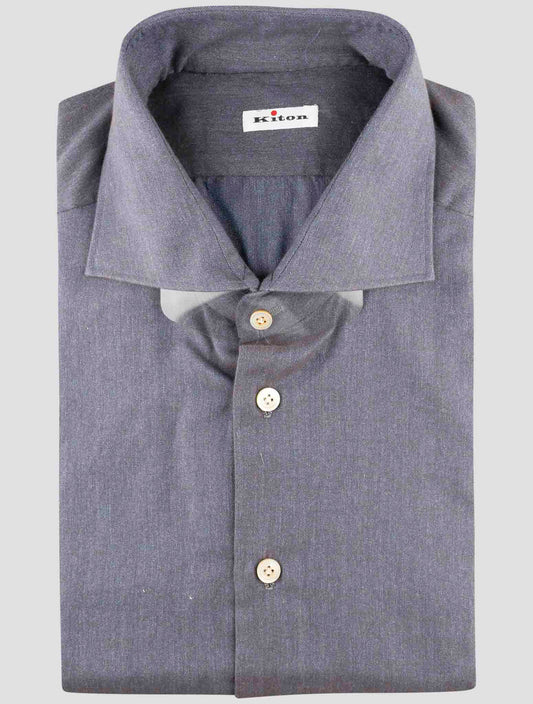 Kiton Blue Brown Cotton Shirt