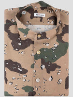 Kiton Green Linen Korean Shirt