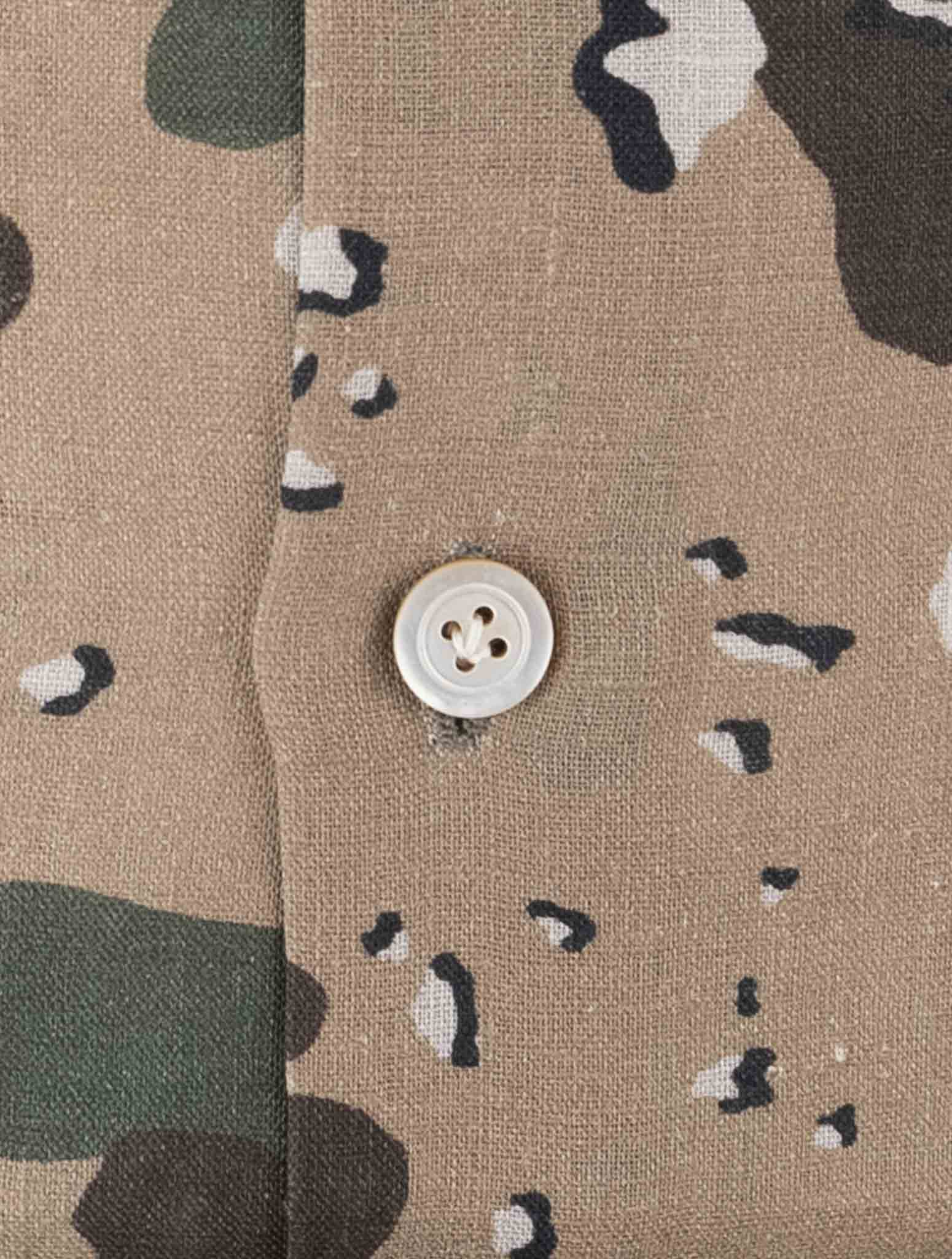 Kiton Green Linen Korean Shirt