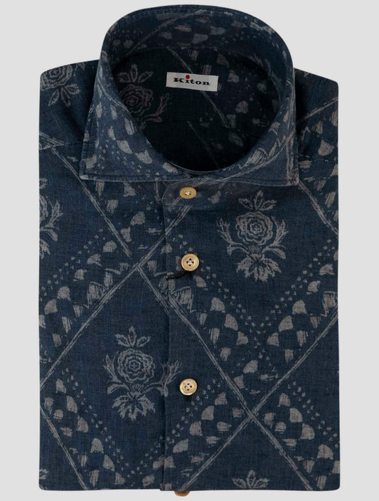 Kiton Blue Linen Shirt