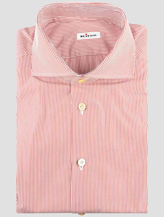 Kiton Red White Cotton Shirt