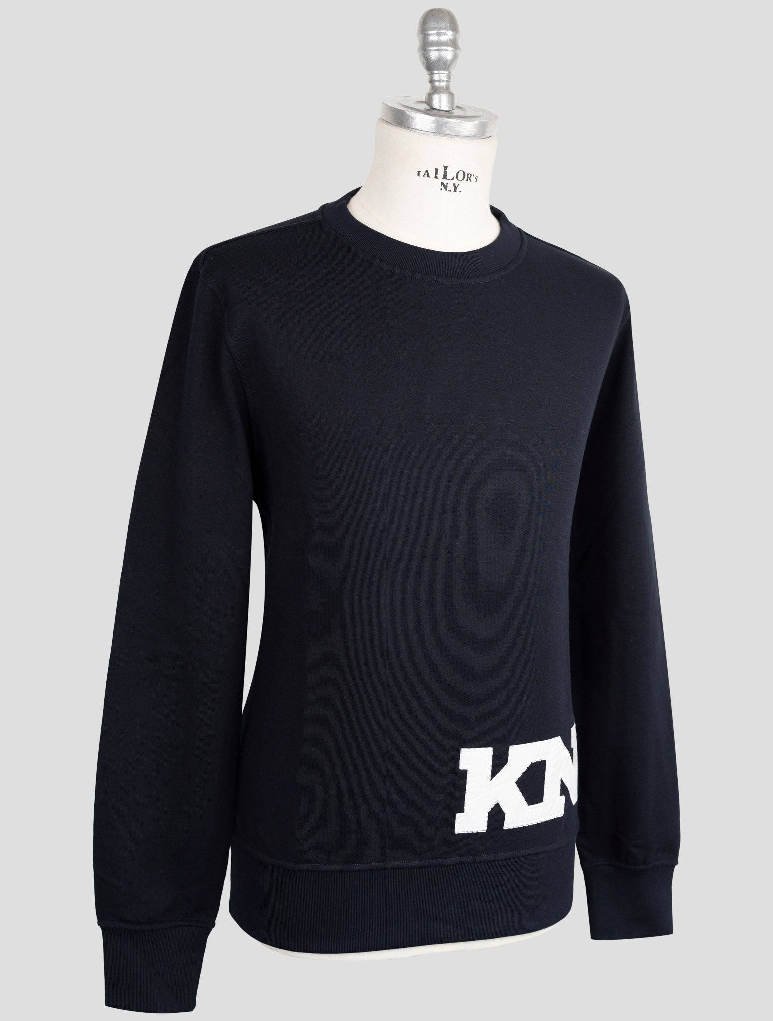 Kiton Knt Dark Blue Cotton Sweater Crewneck