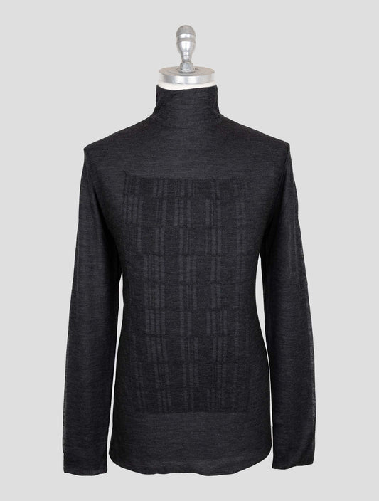 Kiton Knt Dark Gray Wool Cashmere Sweater Half Neck