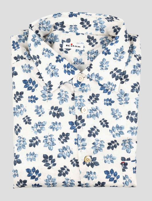 Kiton Blue White Cotton Shirt