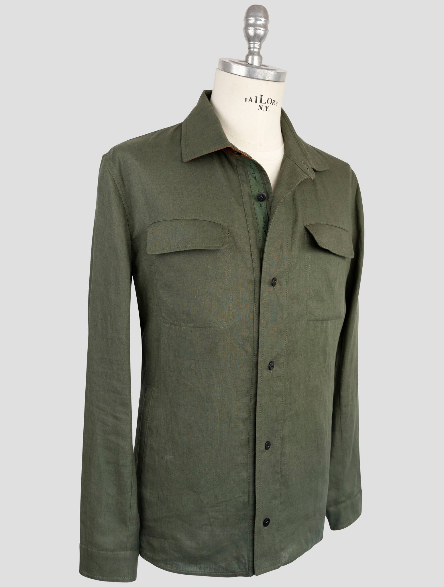 Kiton Green Linen Coat
