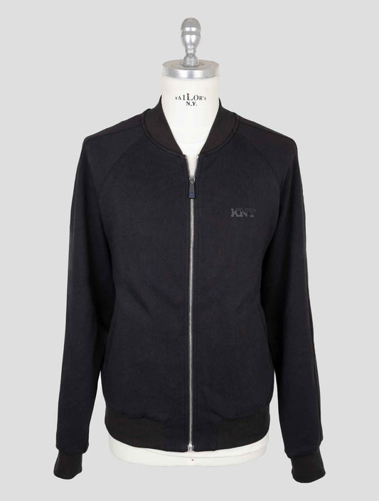 Kiton Knt Black Cotton Sweater Full Zip