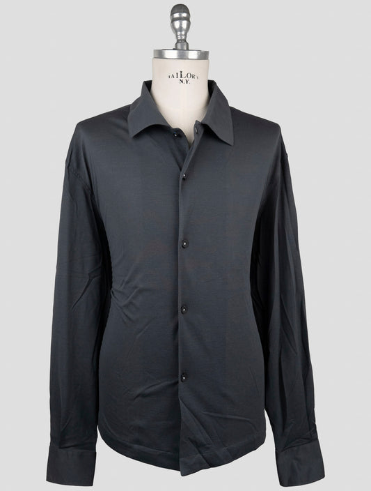 Kiton Knt Blue Cotton Shirt