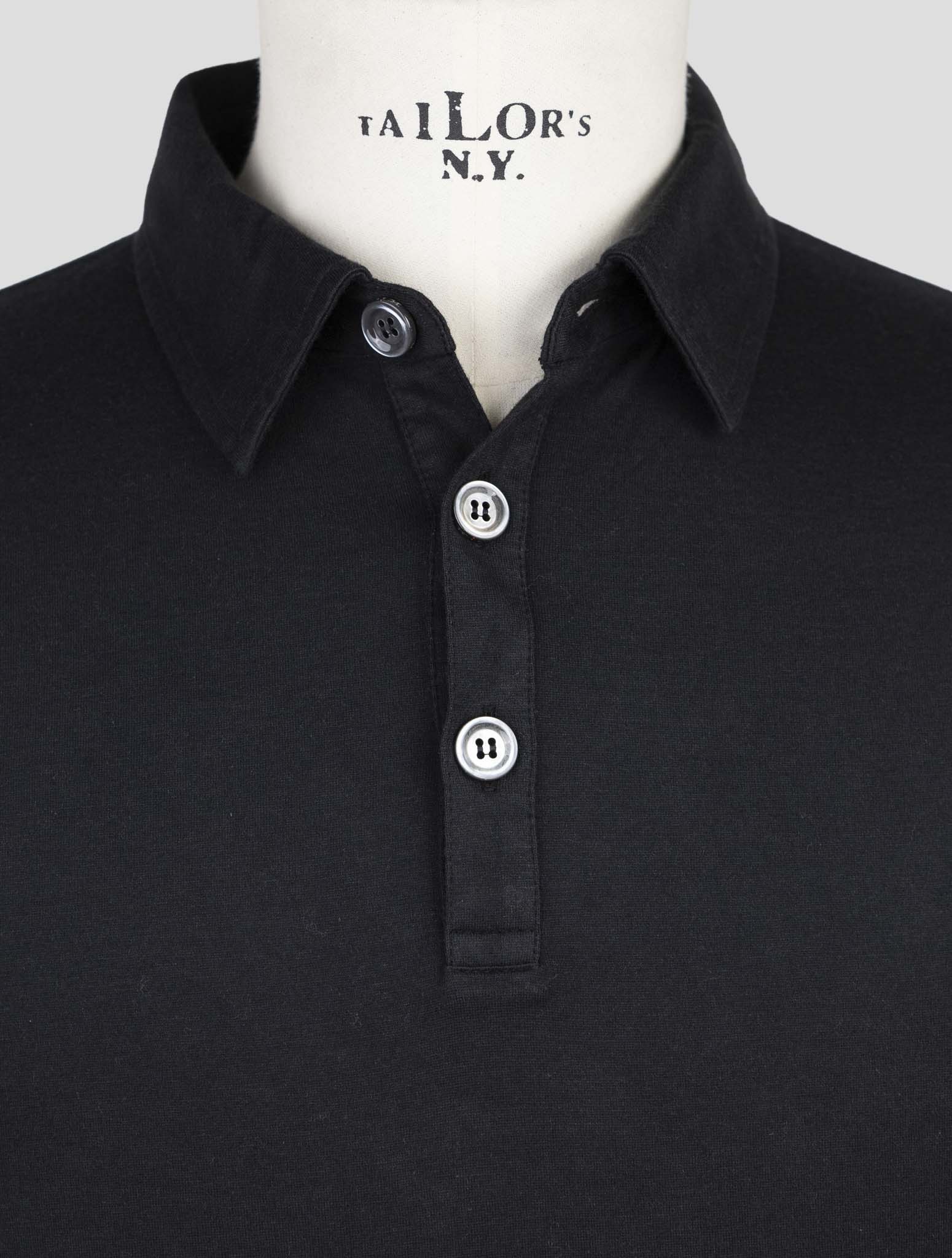 Kiton Black Cotton Cashmere Sweater Polo
