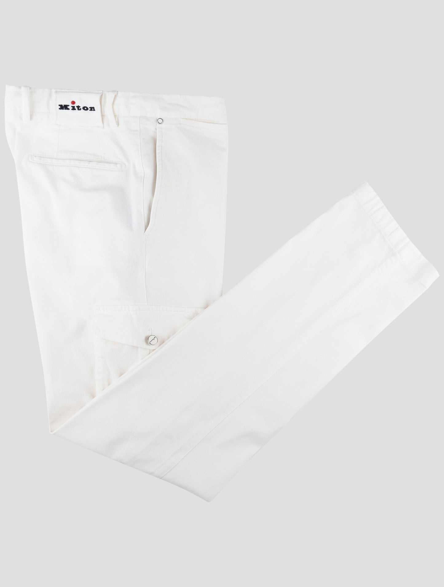 Kiton White Cotton Silk Ea Cargo Pants
