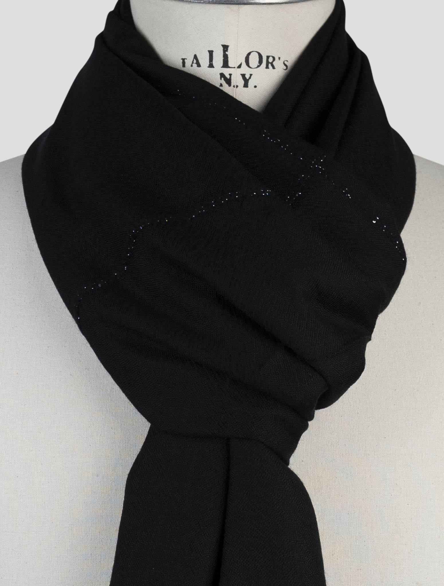 Kiton Black Cashmere Silk Scarf