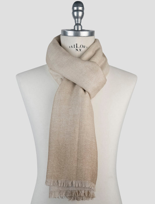 Kiton Beige Cashmere Silk Scarf