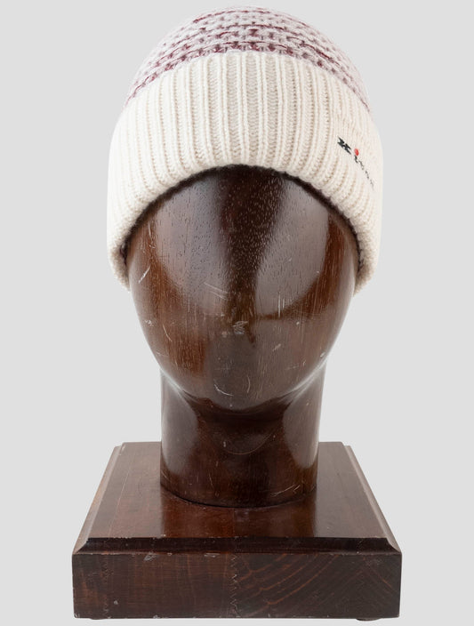Kiton Red White Cashmere Beanie Hat