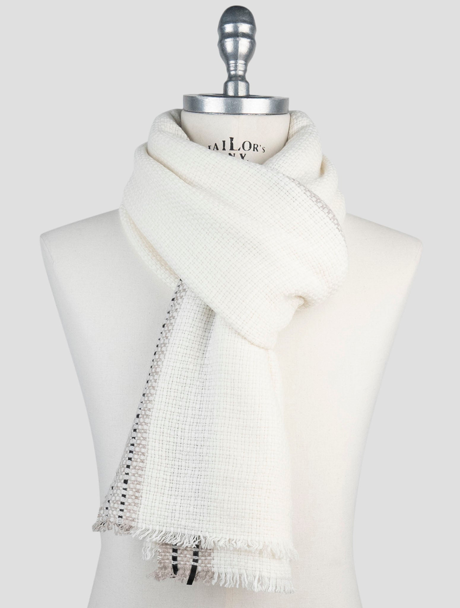 Kiton White Cashmere Scarf