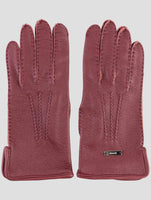 Kiton Burgundy Leather Gloves