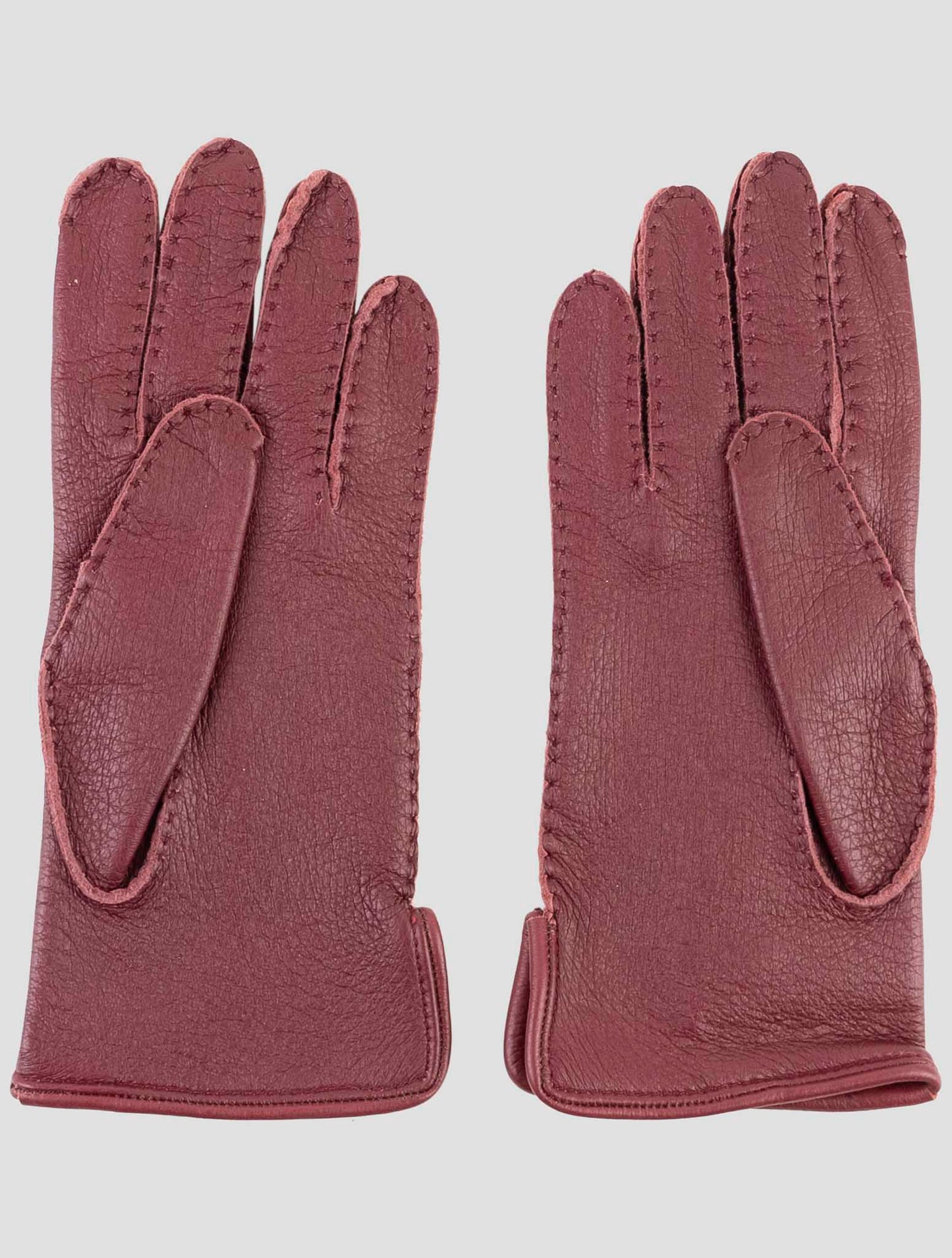 Kiton Burgundy Leather Gloves