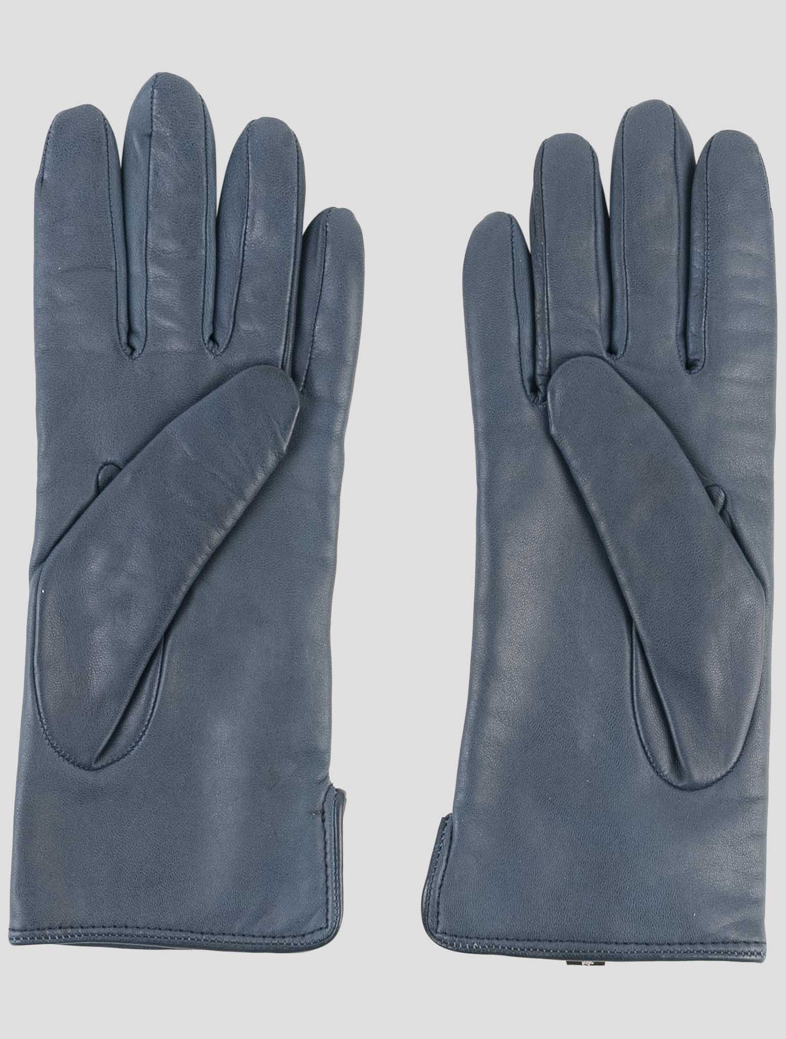 Kiton Blue Leather Gloves