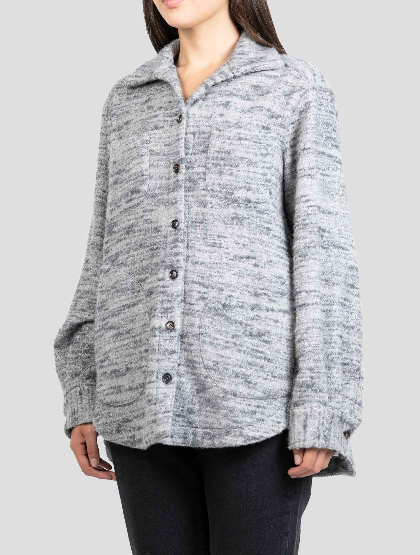Kiton Gray Virgin Wool Cashmere Pa Shirt