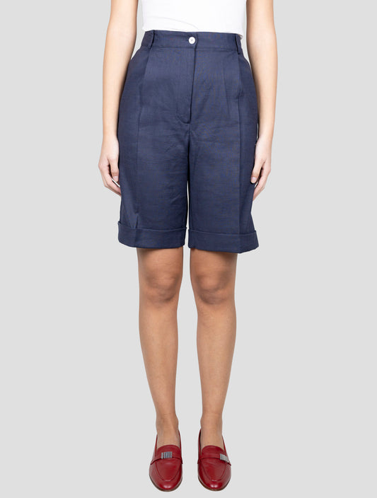 Kiton Blue Linen Viscose Ea Short Pants