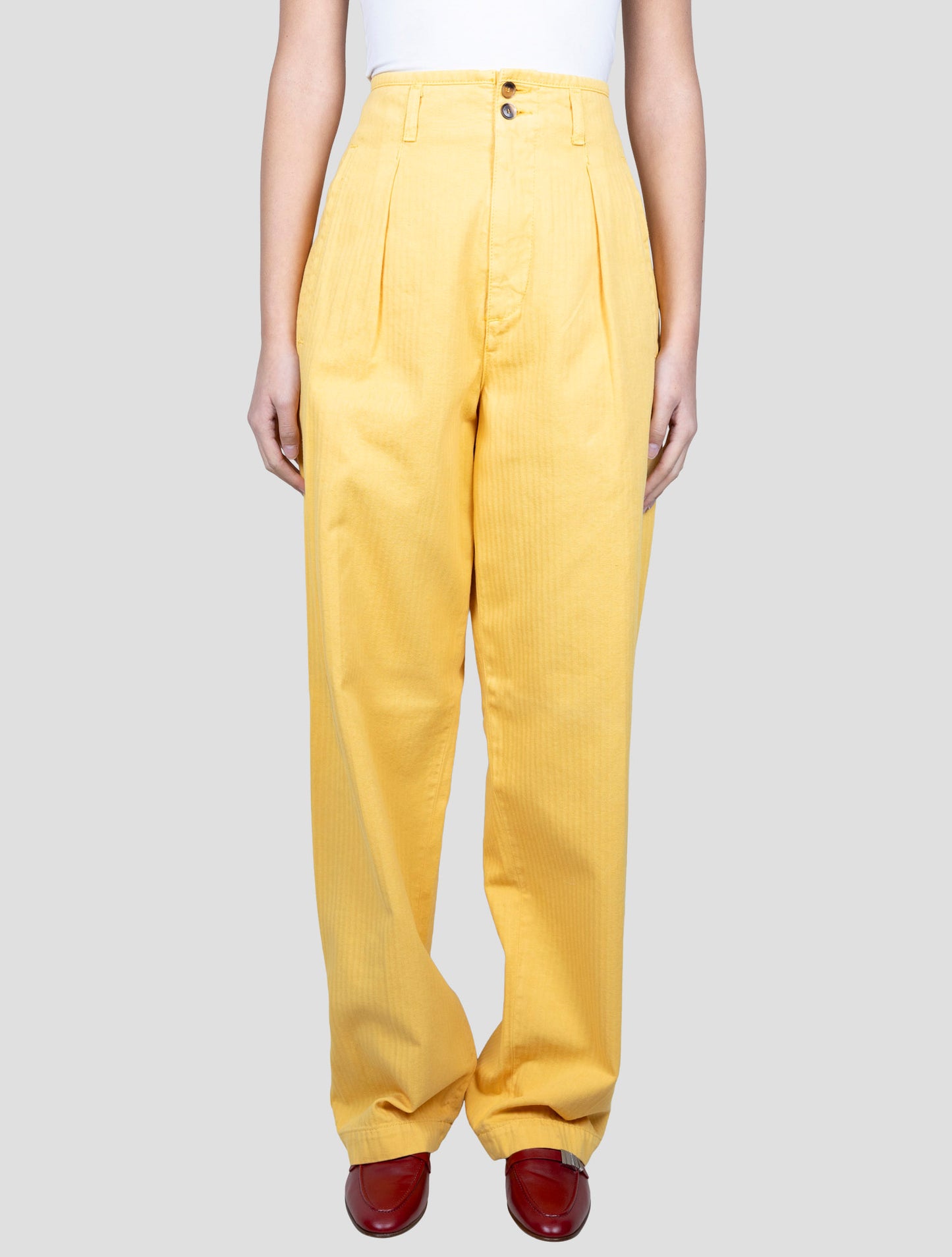 Kiton Yellow Cotton Pants