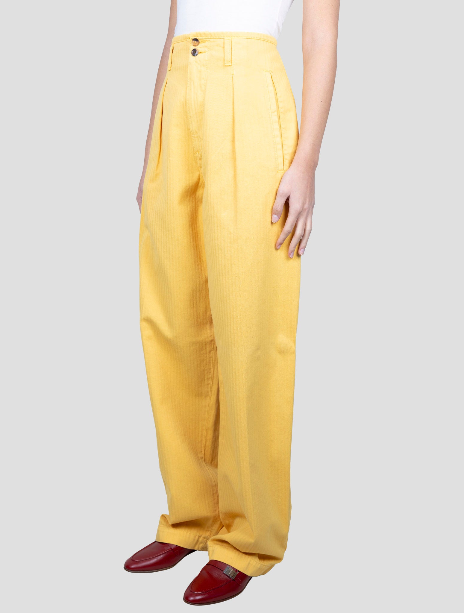 Kiton Yellow Cotton Pants