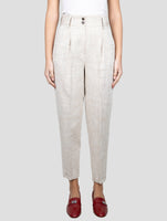 Kiton Beige Silk Linen Pl Pants