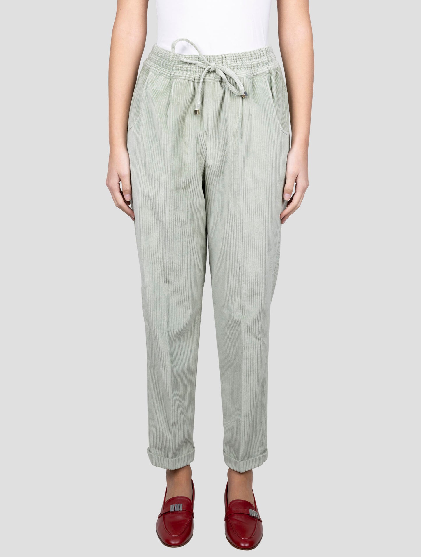 Kiton Green Cotton Velvet Pants