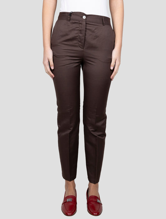Kiton Brown Cotton Linen Pants