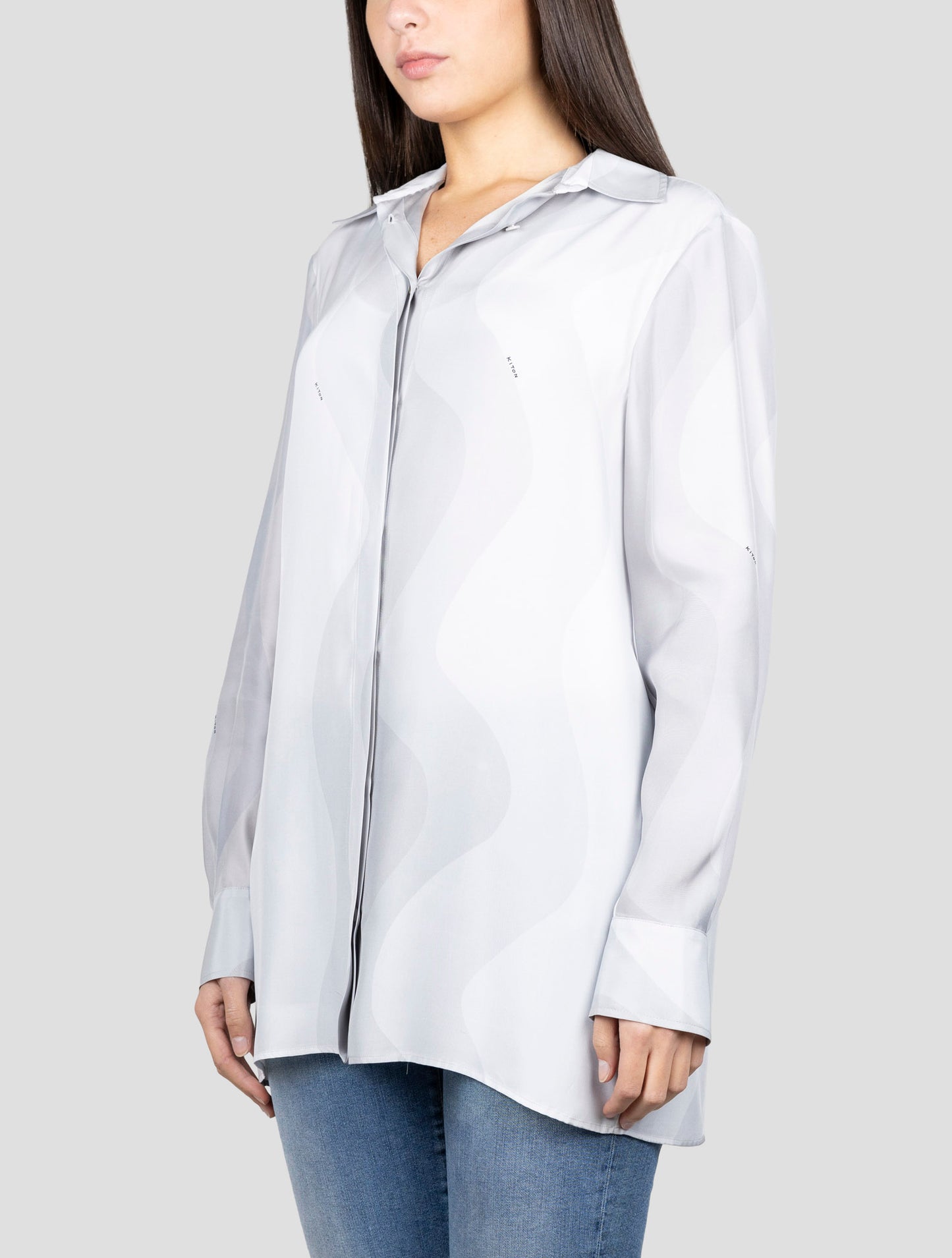 Kiton Gray Silk Shirt