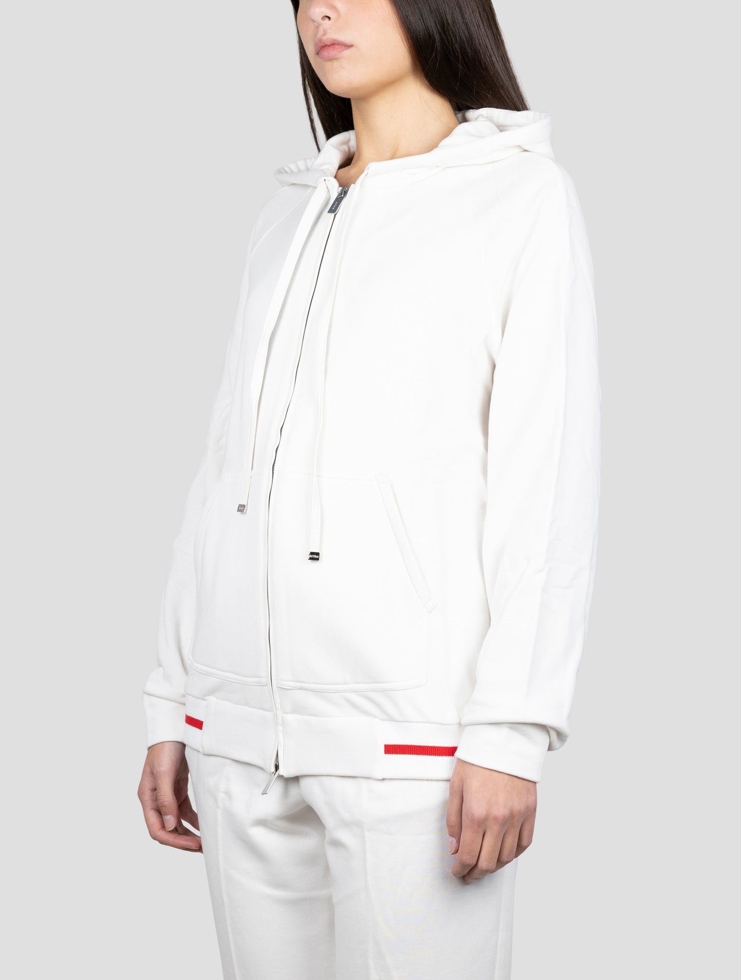 Kiton White Cotton Cashmere Sweater Full Zip