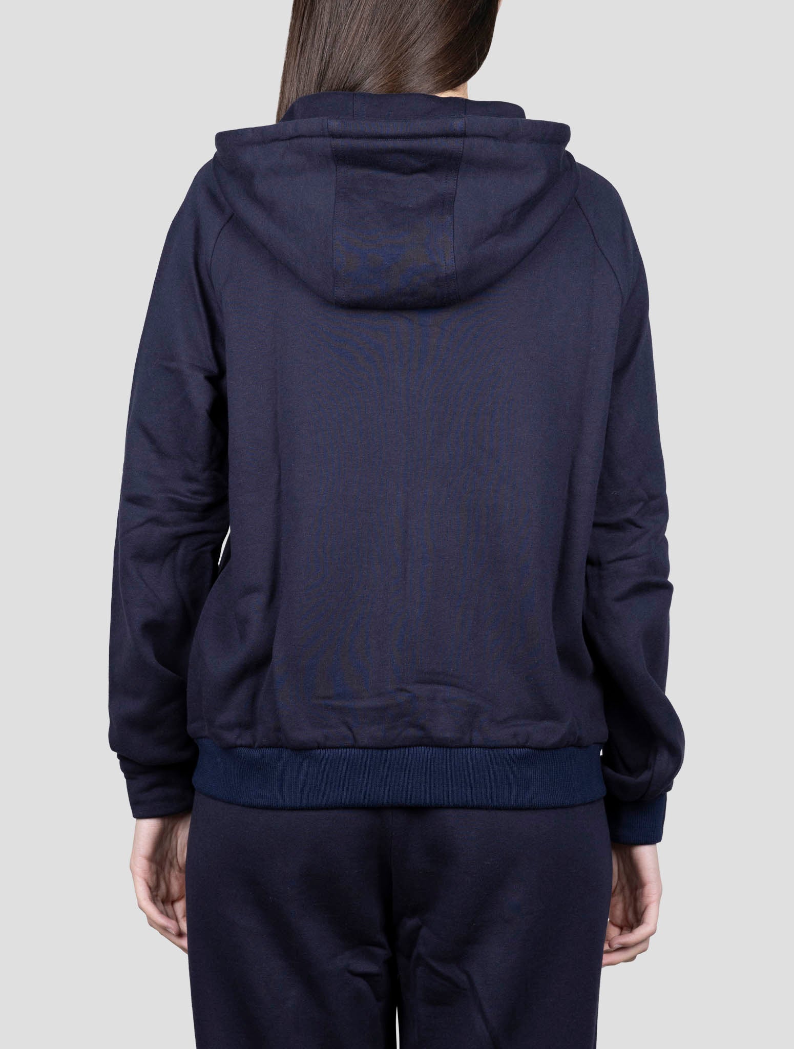 Kiton Blue Cotton Cashmere Sweater Hoodie