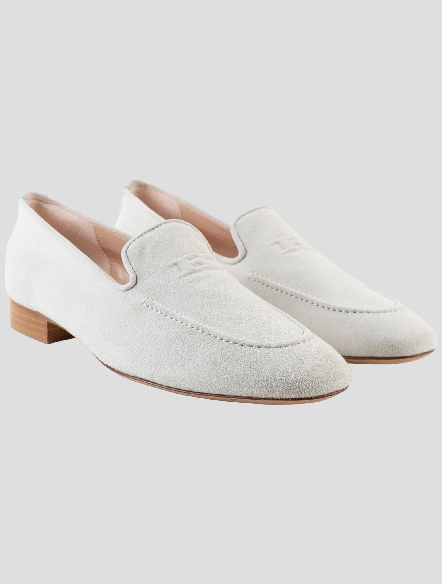 Kiton Beige Leather Suede  Loafers