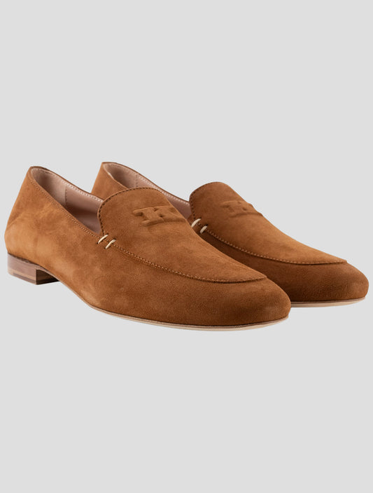 Kiton Brown Leather Suede Loafers