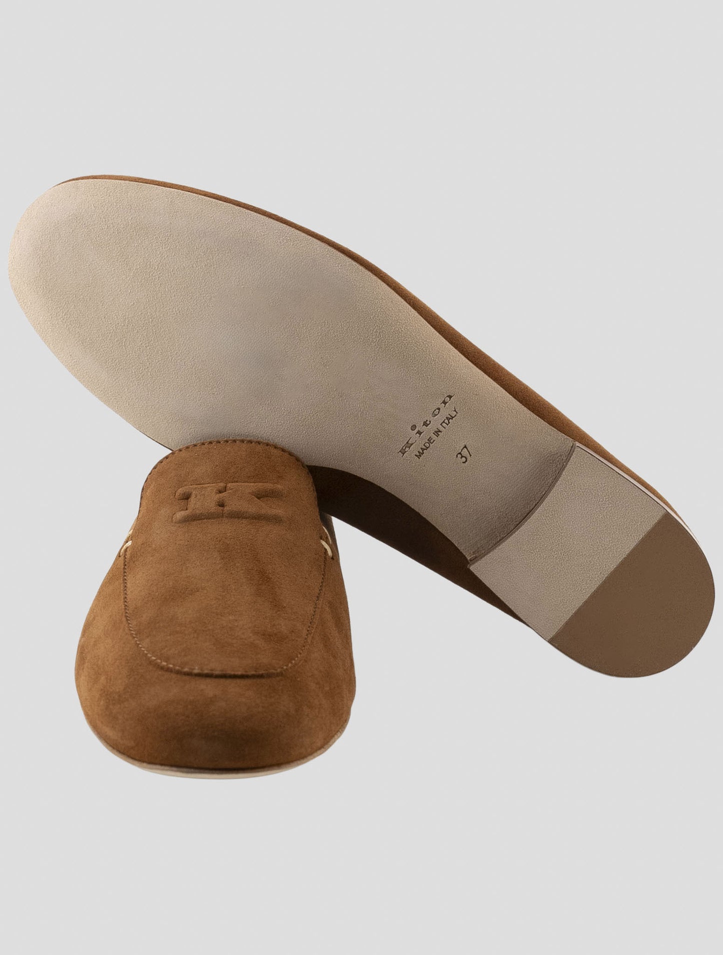 Kiton Brown Leather Suede Loafers