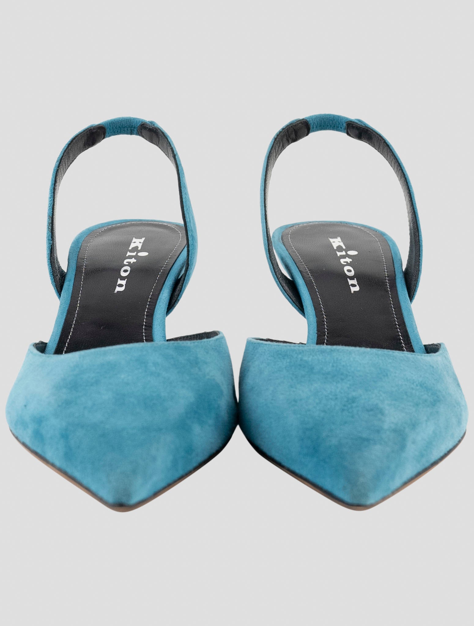 Kiton Light Blue Leather Suede Slingback