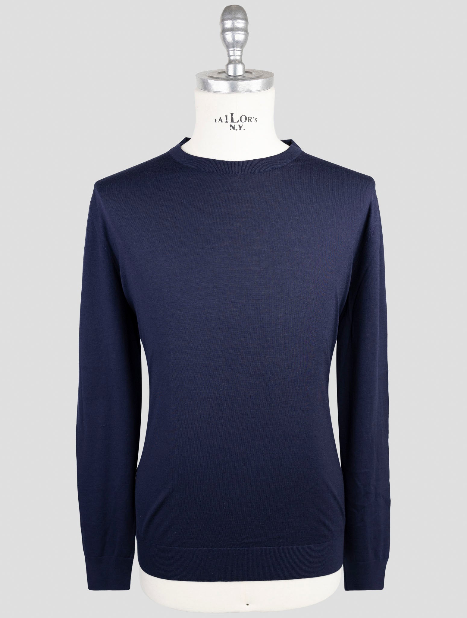 Kiton Blue Wool 14 Micron Sweater Crewneck