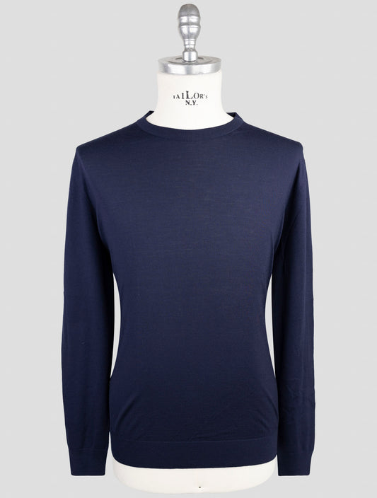 Kiton Blue Wool 14 Micron Sweater Crewneck