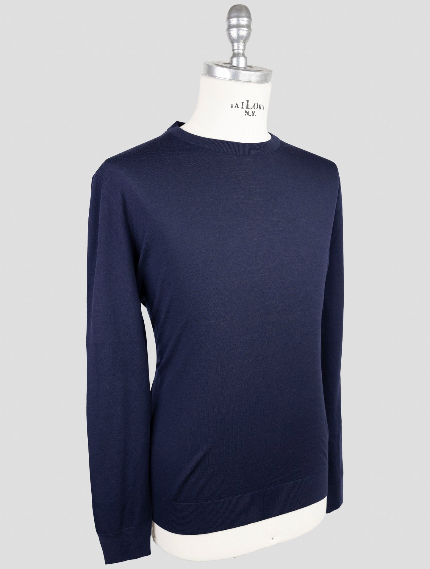 Kiton Blue Wool 14 Micron Sweater Crewneck