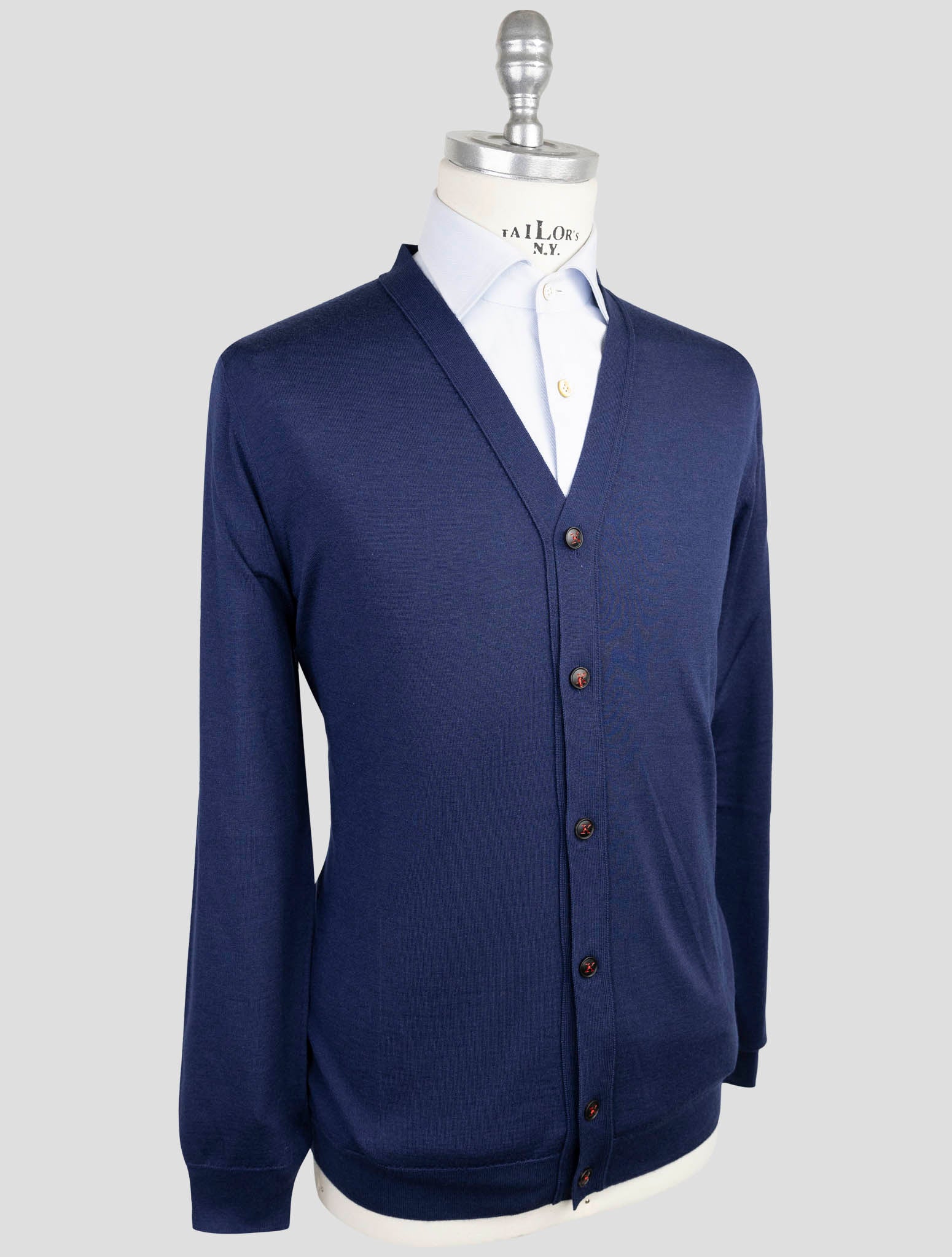 Kiton Blue Cashmere Silk Sweater Cardigan