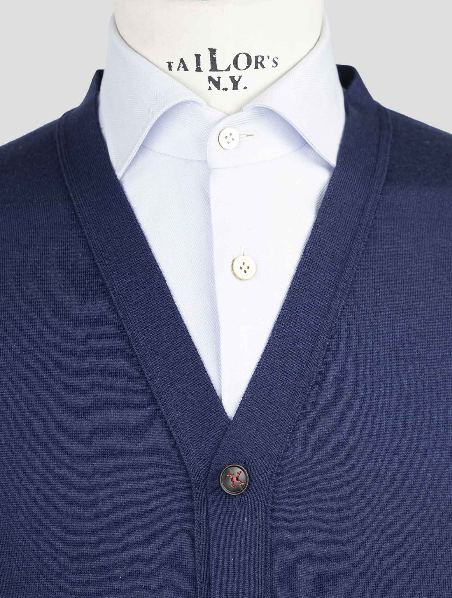 Kiton Blue Cashmere Silk Sweater Cardigan