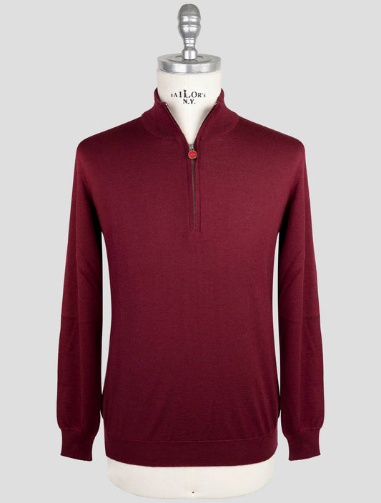 Kiton Burgundy Cashmere Silk Sweater Half Zip