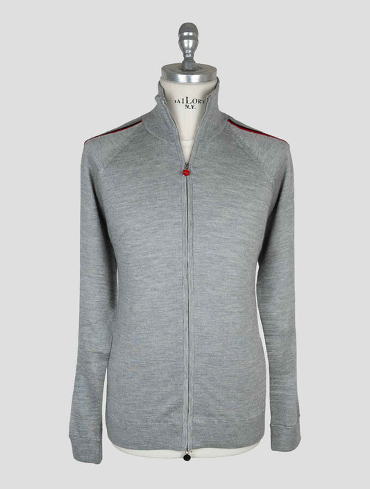Kiton Gray Cashmere Silk Sweater Full Zip