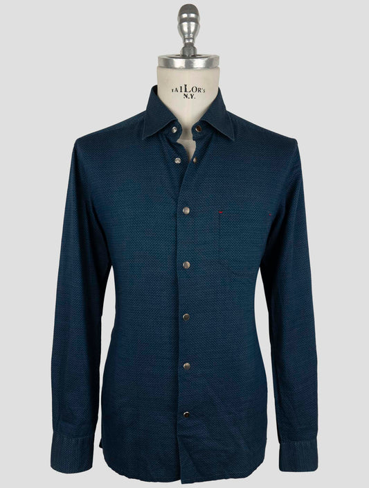 Kiton Blue Cotton Shirt