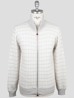 Kiton Gray White Cashmere Sweater Full Zip