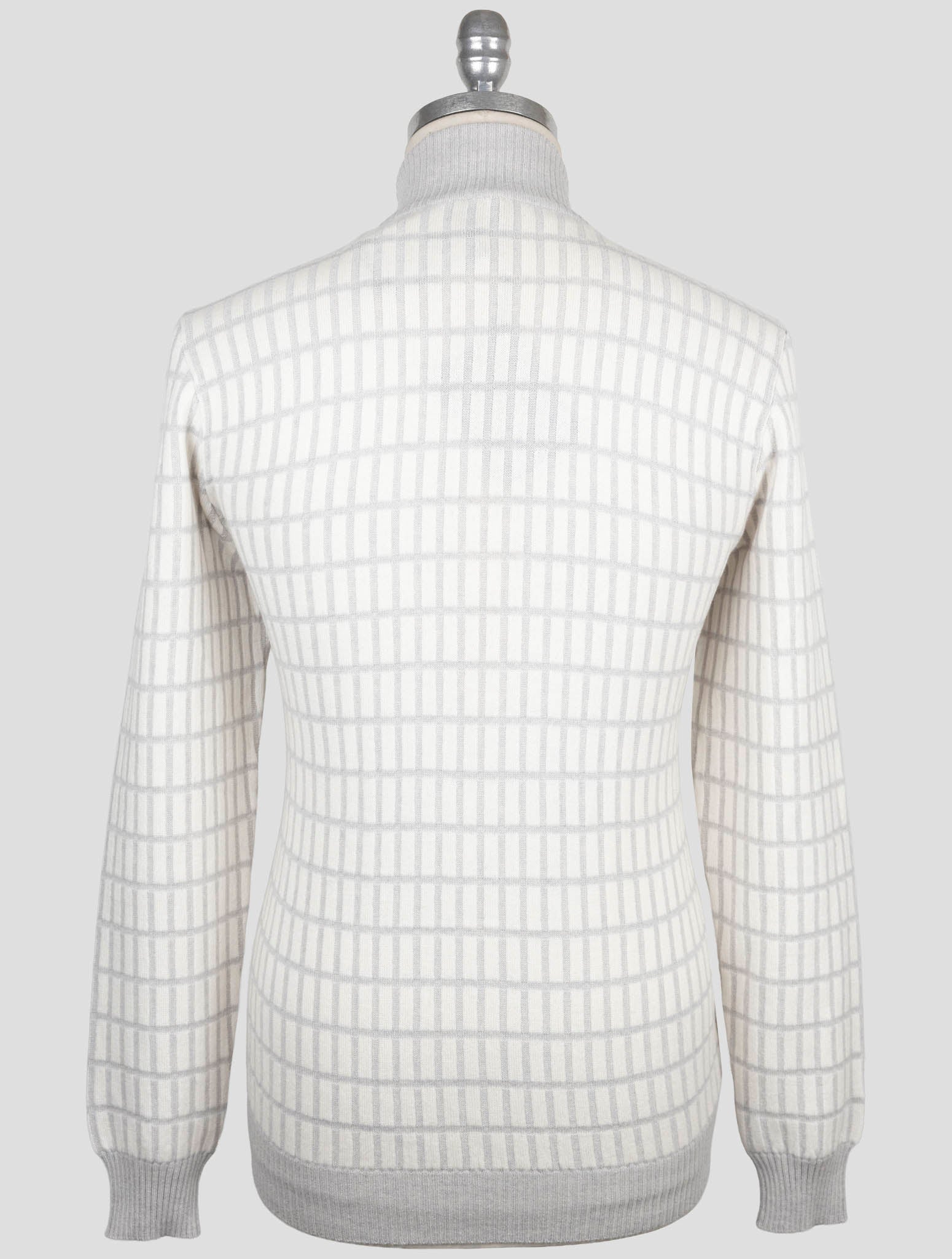Kiton Gray White Cashmere Sweater Full Zip