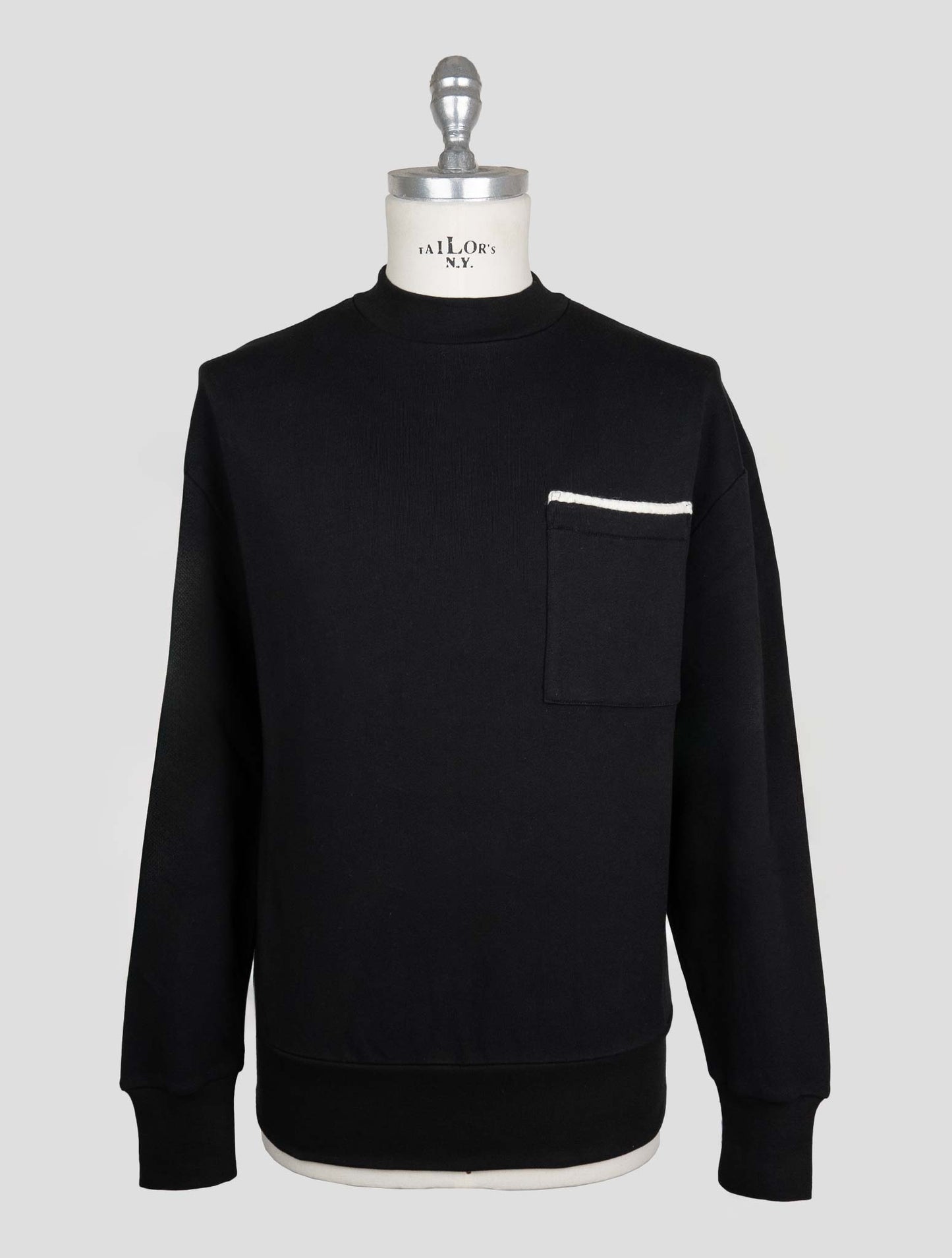 Kiton Knt Black Cotton Sweater Crewneck