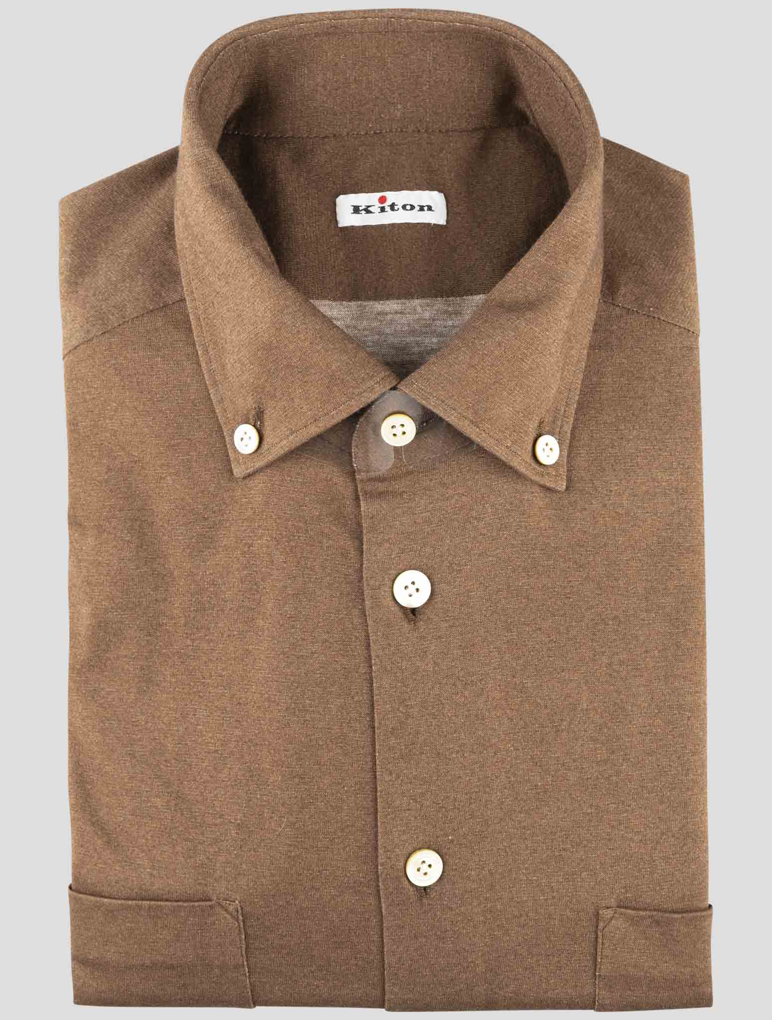 Kiton Brown Cotton Cashmere Shirt