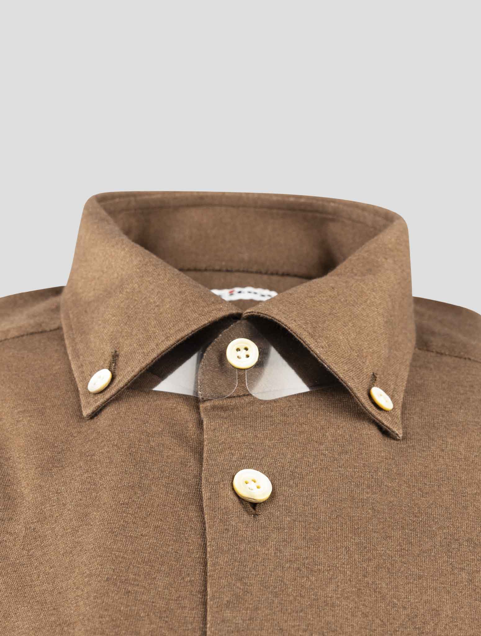 Kiton Brown Cotton Cashmere Shirt